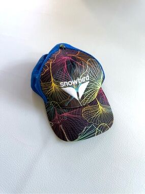 Snowbird Ski Geometric SnapBack Hat Baseball Cap Floral Leaf Design Adult Size